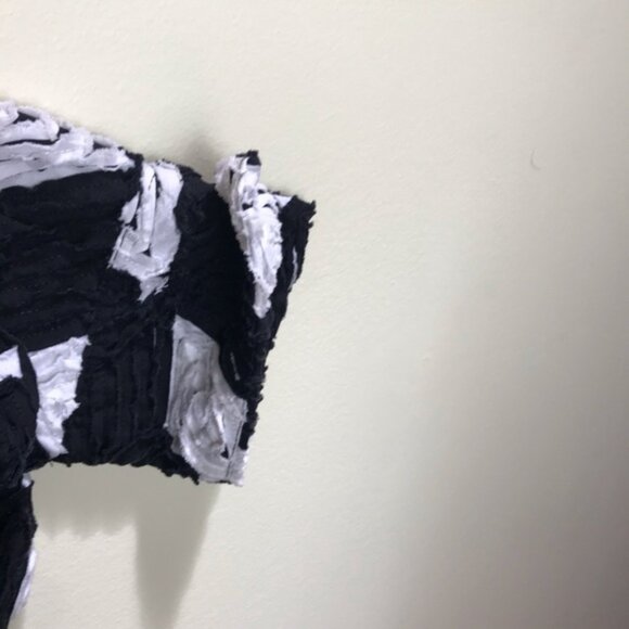 Samuel Dong 3D Black White Jacket Cotton Textured Stretch Zipper Closure Top M - Picture 5 of 12